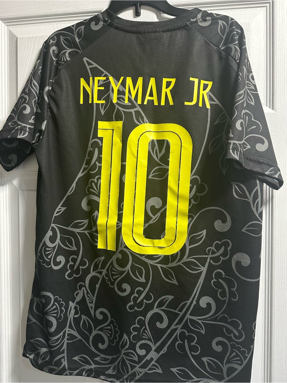 Neymar Jr. #10 Men's Black Jersey with Neon Yellow Accents
